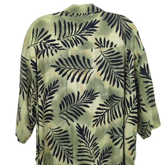 Inserch Mens Green Black Men's Shirt Sz XL Leaf Pattern Button-Up Short Sleeve - Picture 5 of 14